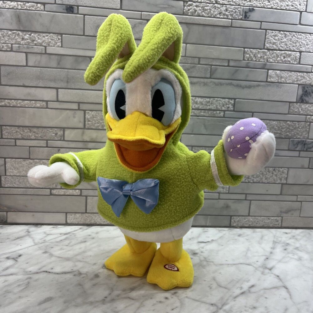 Vintage Hallmark Disney Donald Duck Easter Plush Animated Singing Dancing 14”
